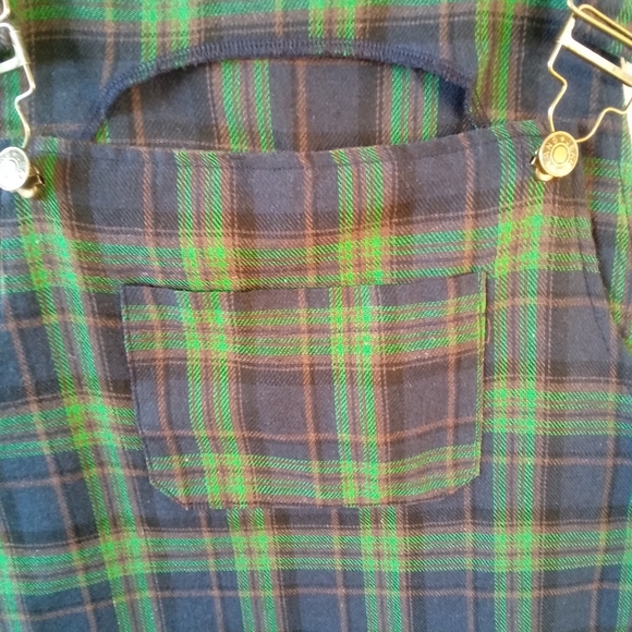 Romwe Plaid Overall Checkered Dress Size Large Green Dark Academia Preppy - Picture 8 of 14